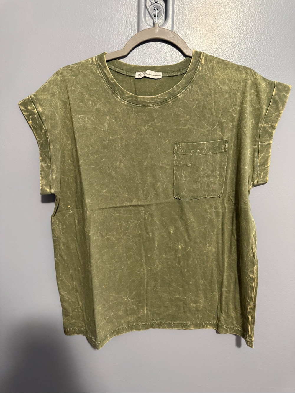 Zenana Mineral Wash Pocket Tee | Olive - Women - Picture 2 of 3